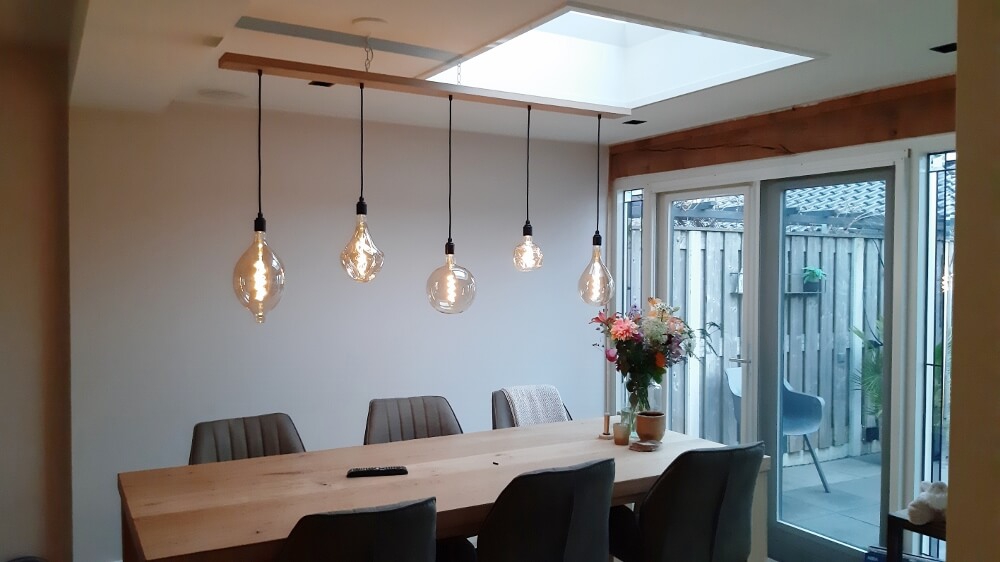 Houten plafondbalk voor lampen 100 cm | Natuurlijk eiken