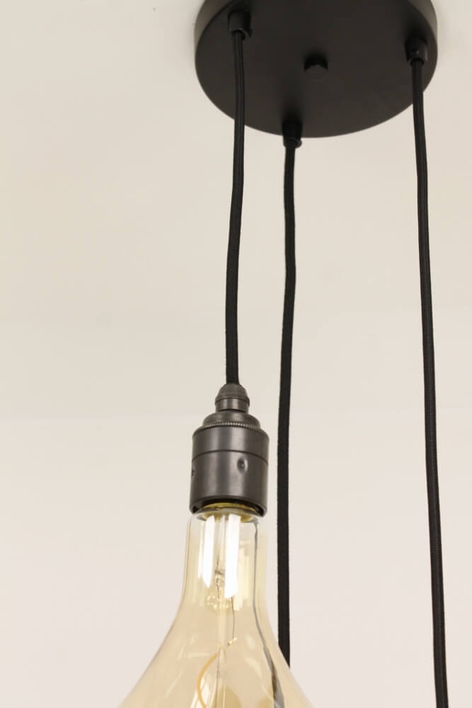 Hanglamp NUMBER THREE zwart | 3 dimbare GIANTS III GOLD