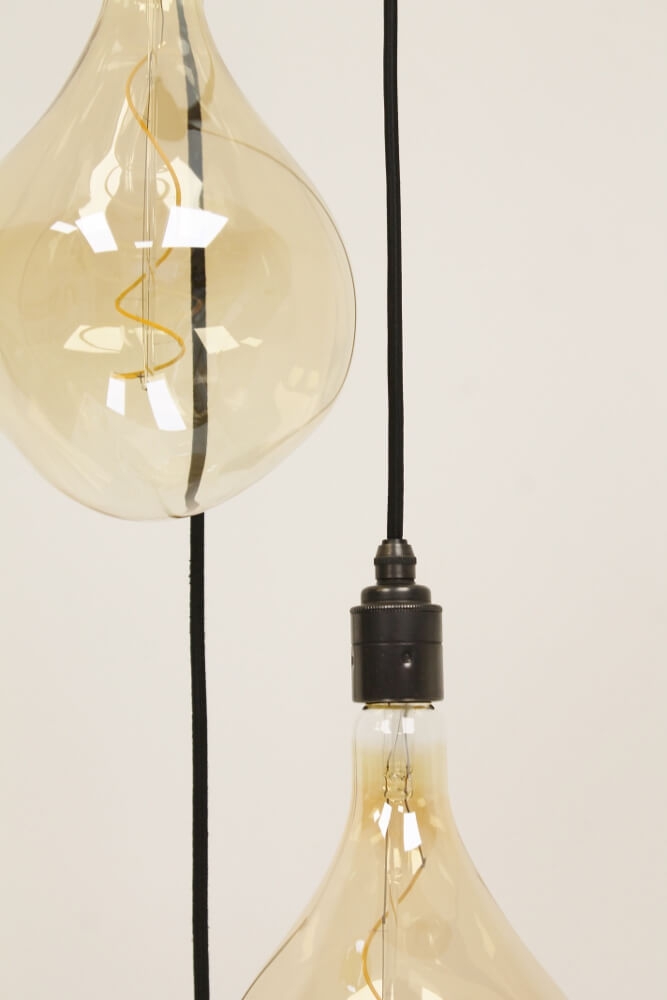 Hanglamp NUMBER THREE zwart | 3 dimbare GIANTS III GOLD