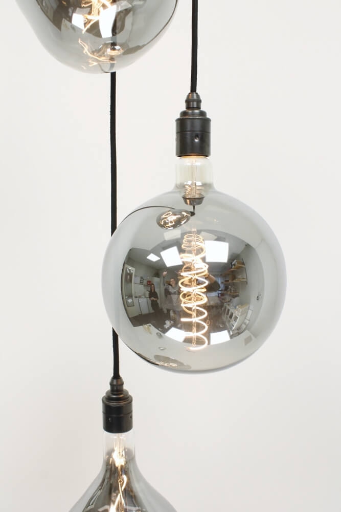 Hanglamp NUMBER THREE zwart | 3 dimbare GIANTS SMOKE