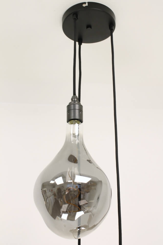 Hanglamp NUMBER THREE zwart | 3 dimbare GIANTS SMOKE