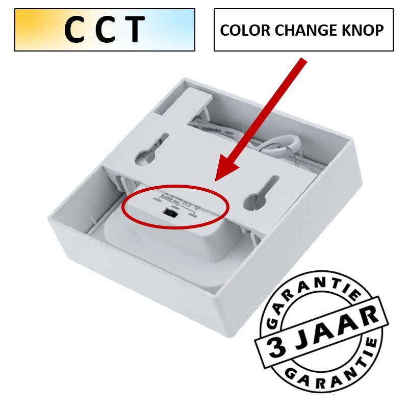 Opbouw CCT LED paneel 18 watt downlight IP44 vierkant 22,7 cm | Kleur instelbaar