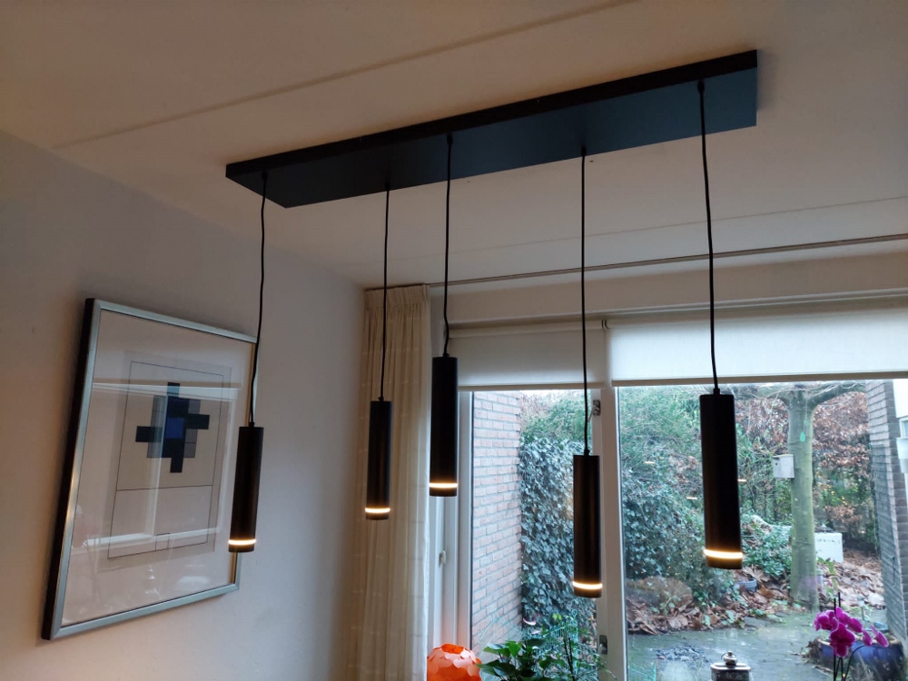 Minimalistische koker hanglamp RUNNY 30 cm | Zwart met glas