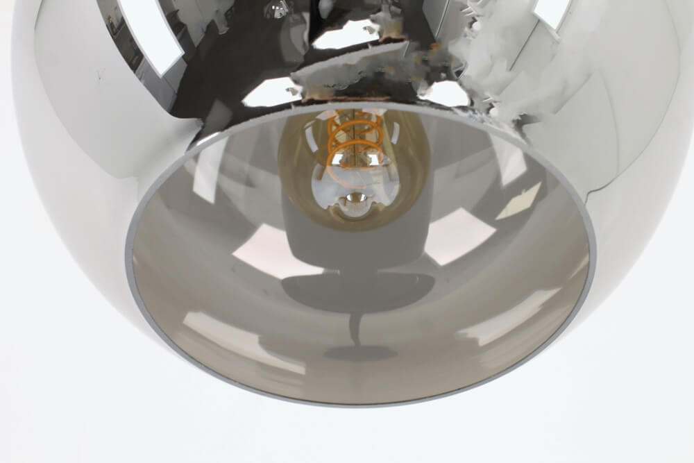 5-lichts hanglamp BALLOON metallic smoke zwart | Ronde plafondplaat 45 cm