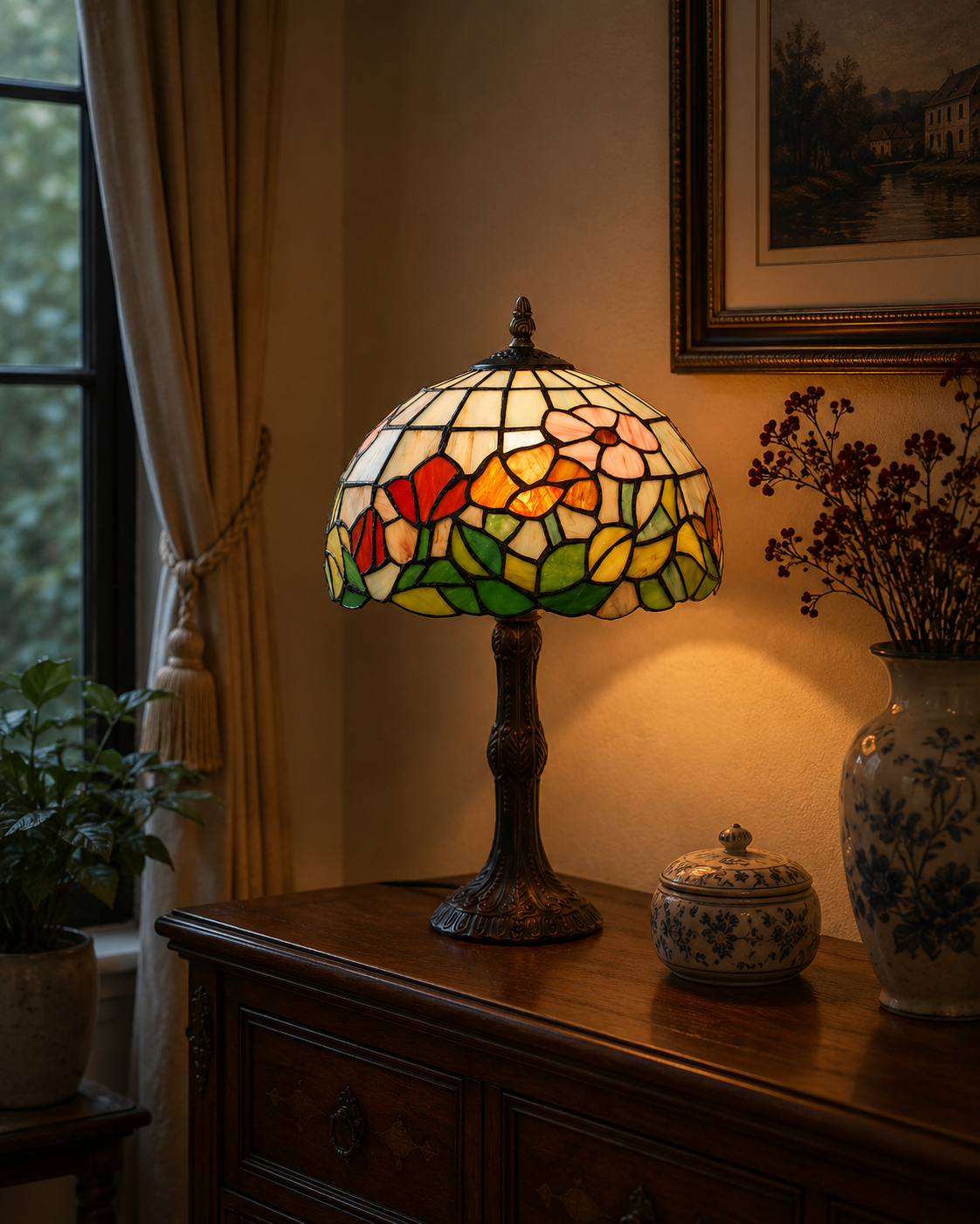 Klassieke tafellamp TIFFANY | Glas in loods