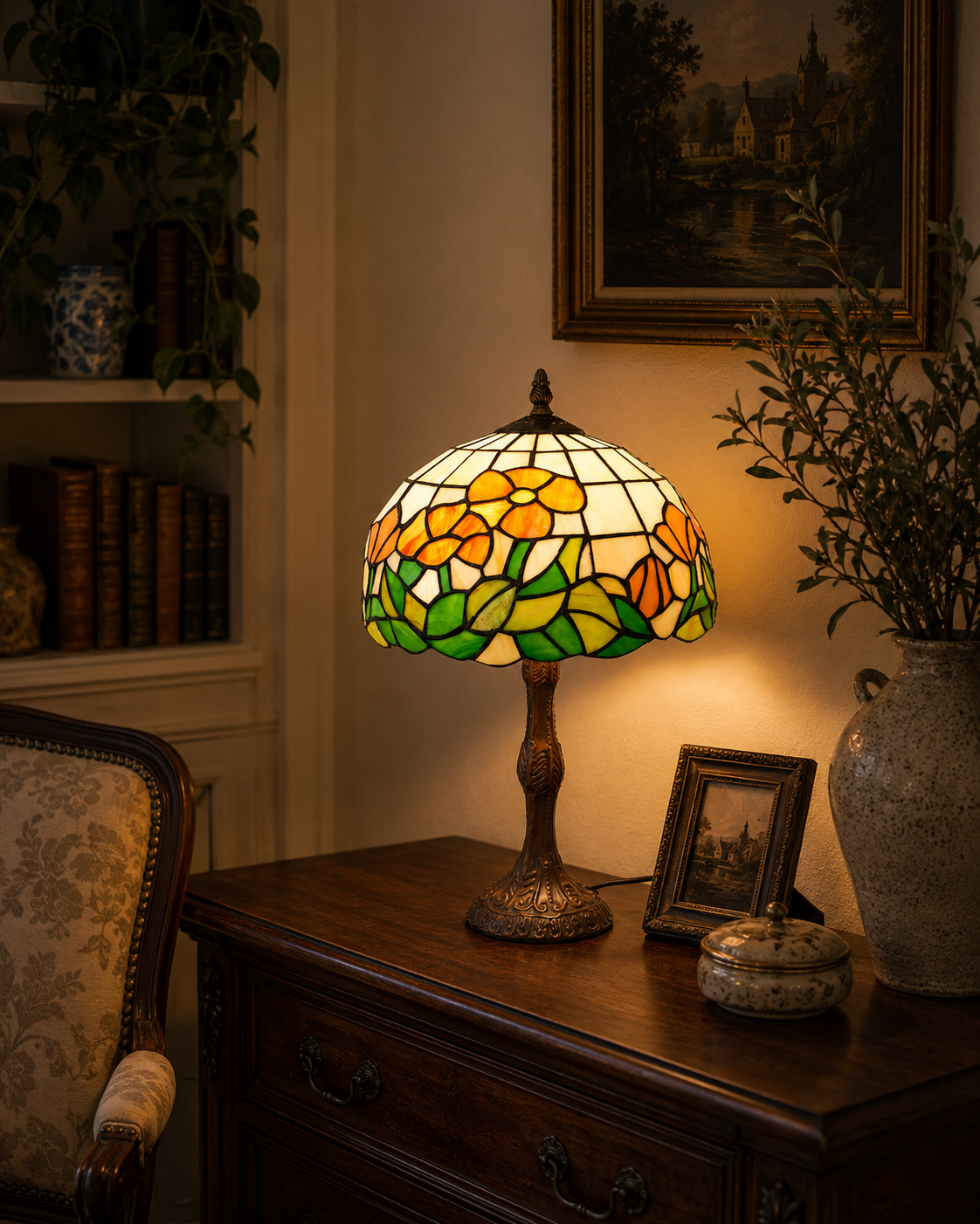 Klassieke tafellamp TIFFANY | Glas in loods