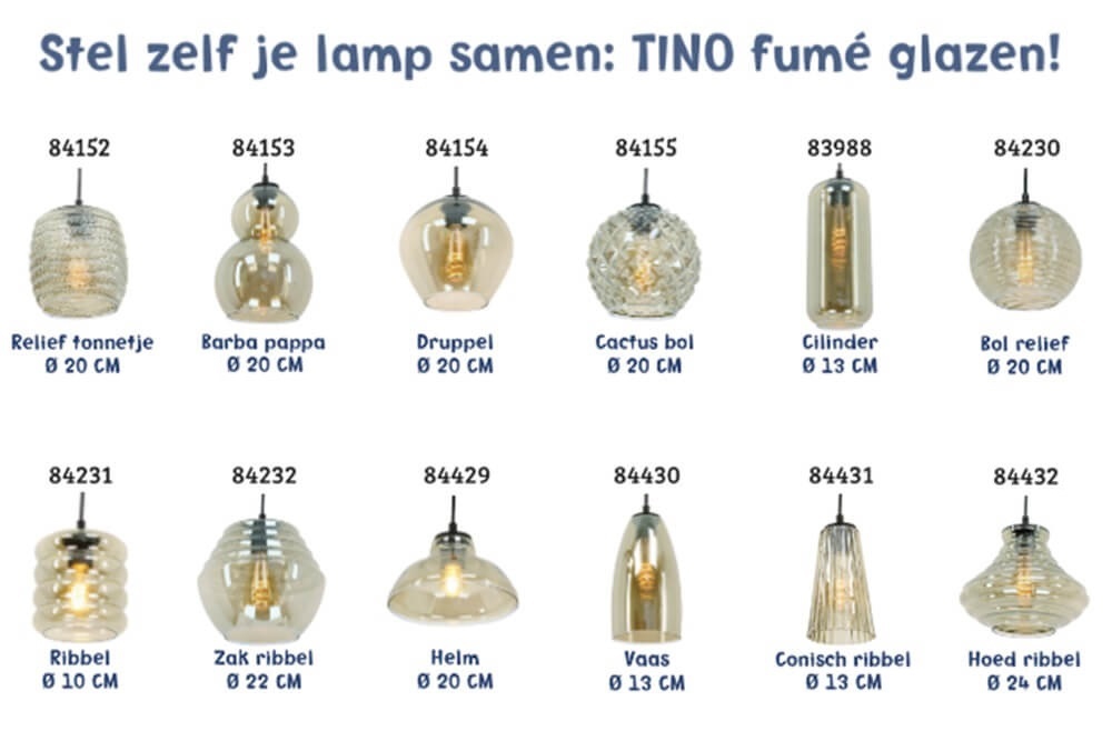 Los glas TINO smoke fumé | Cilinder Ø 13 cm