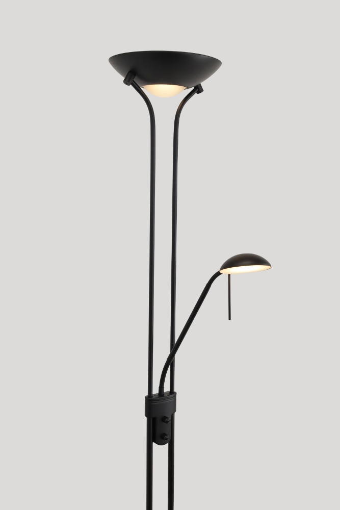 LED vloerlamp uplighter CAMPIONE met leesarm | Zwart