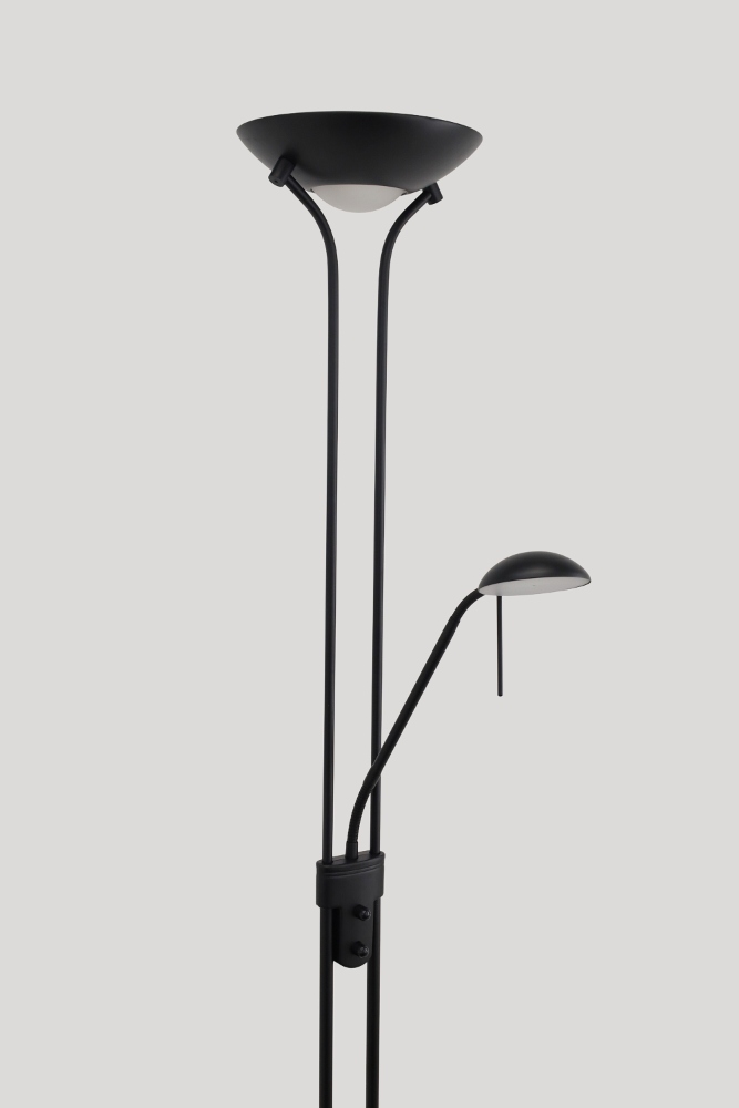 LED vloerlamp uplighter CAMPIONE met leesarm | Zwart