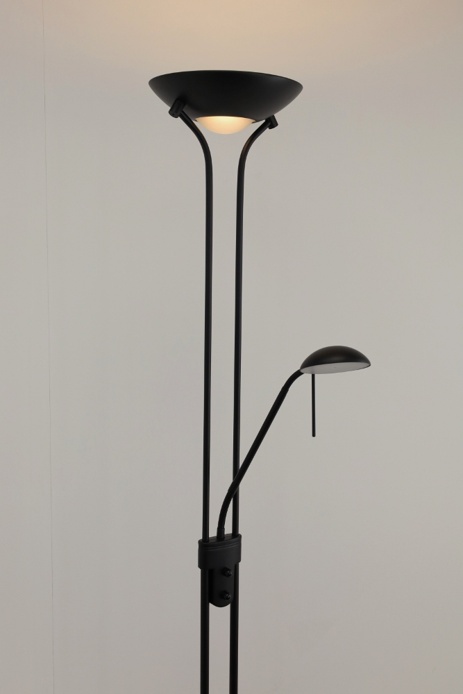 LED vloerlamp uplighter CAMPIONE met leesarm | Zwart
