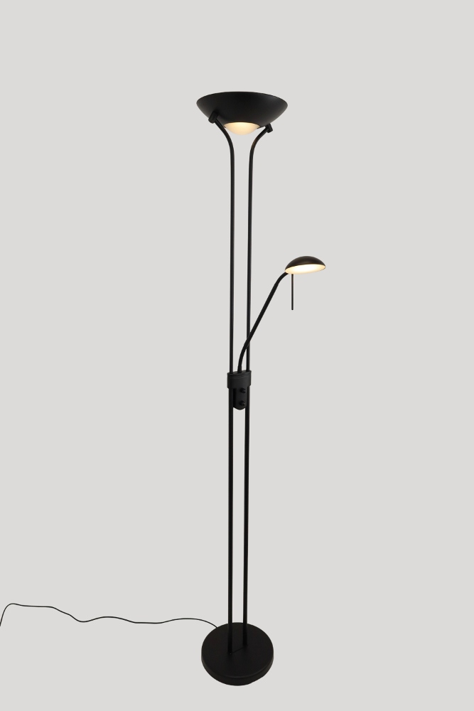 LED vloerlamp uplighter CAMPIONE met leesarm | Zwart