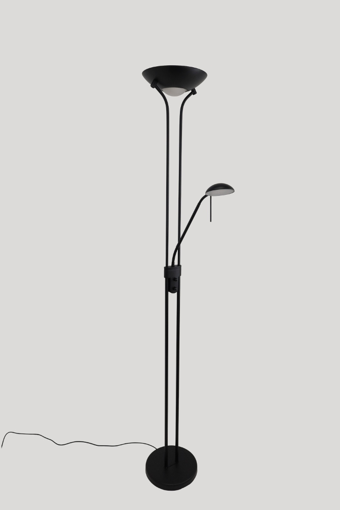 LED vloerlamp uplighter CAMPIONE met leesarm | Zwart
