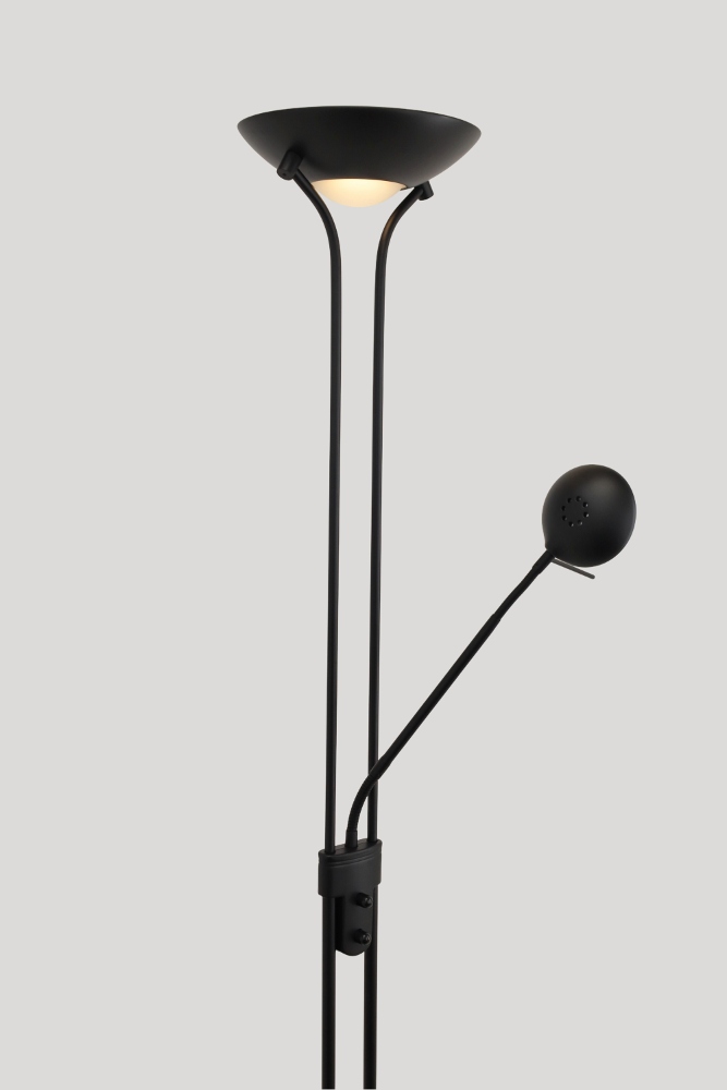 LED vloerlamp uplighter CAMPIONE met leesarm | Zwart