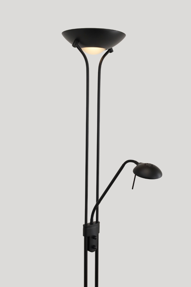 LED vloerlamp uplighter CAMPIONE met leesarm | Zwart