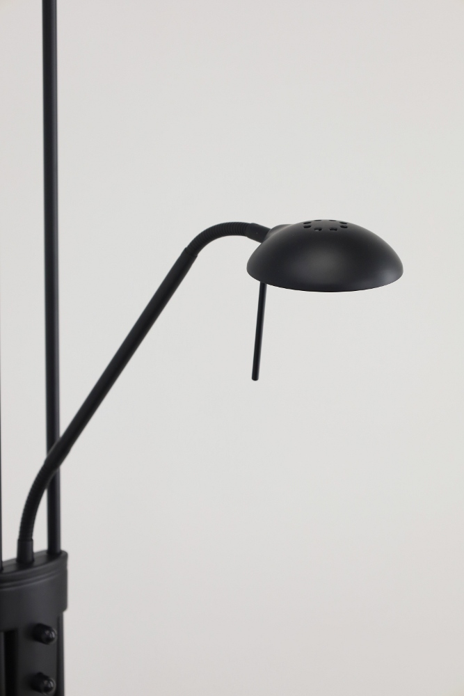 LED vloerlamp uplighter CAMPIONE met leesarm | Zwart