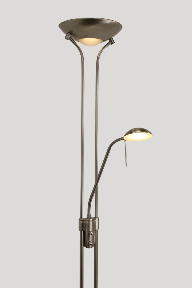 LED vloerlamp uplighter CAMPIONE met leesarm | Staal
