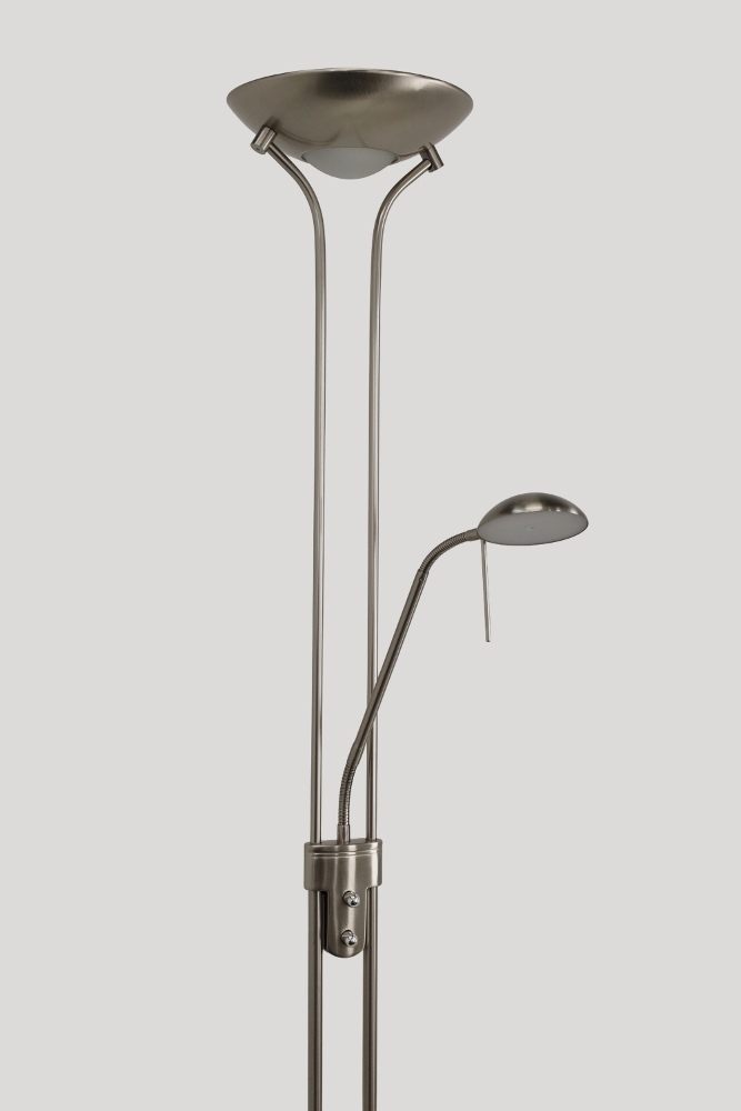 LED vloerlamp uplighter CAMPIONE met leesarm | Staal