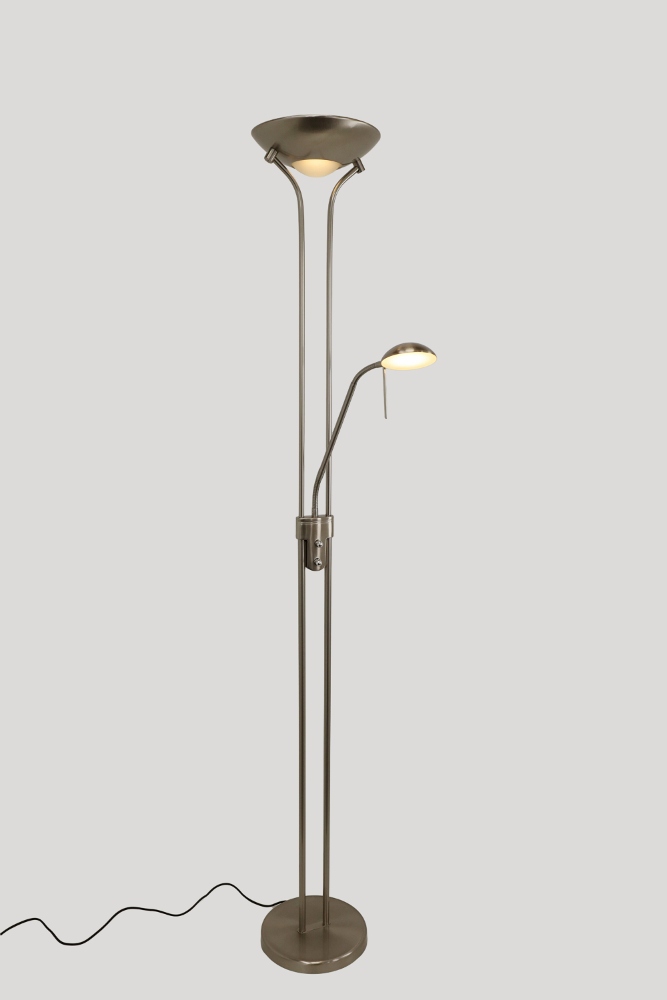 LED vloerlamp uplighter CAMPIONE met leesarm | Staal