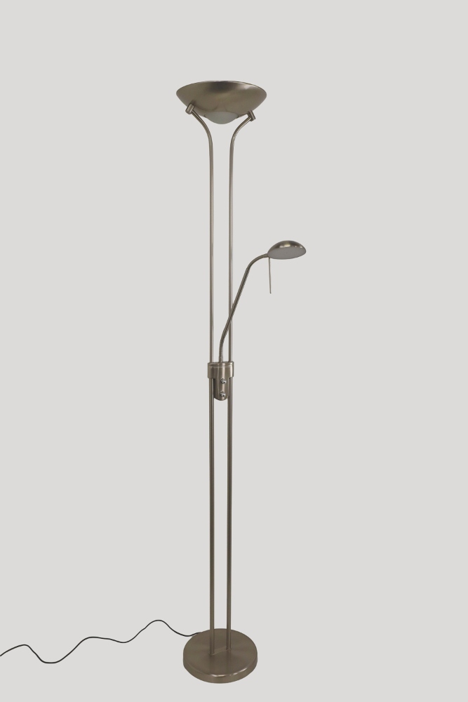 LED vloerlamp uplighter CAMPIONE met leesarm | Staal