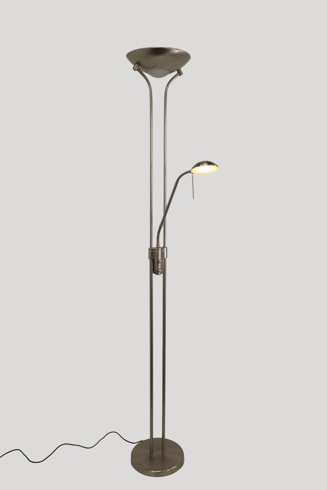 LED vloerlamp uplighter CAMPIONE met leesarm | Staal