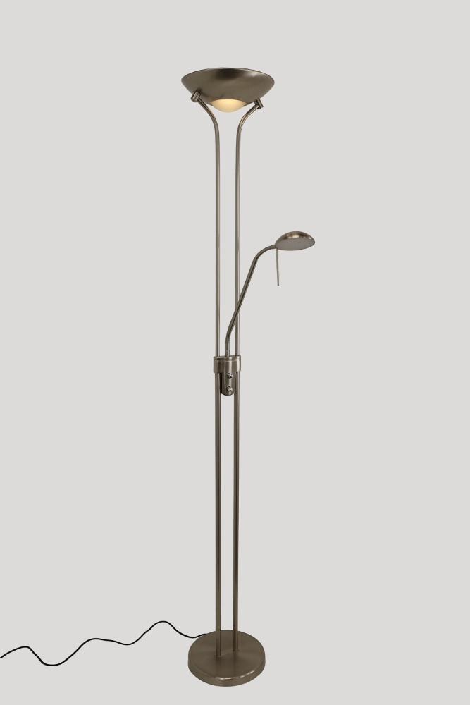 LED vloerlamp uplighter CAMPIONE met leesarm | Staal