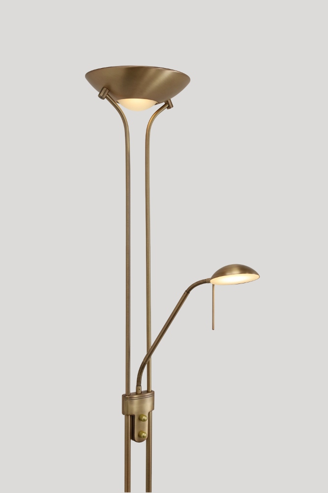 LED vloerlamp uplighter CAMPIONE met leesarm | Brons