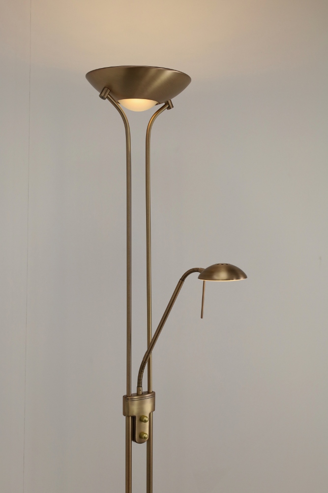 LED vloerlamp uplighter CAMPIONE met leesarm | Brons