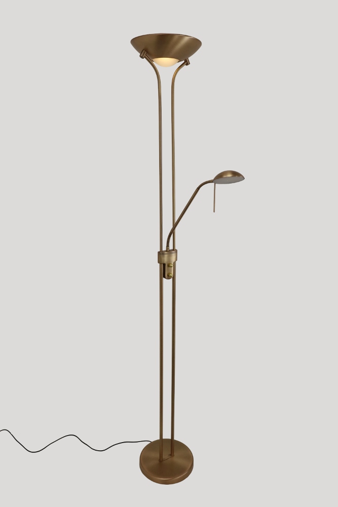 LED vloerlamp uplighter CAMPIONE met leesarm | Brons