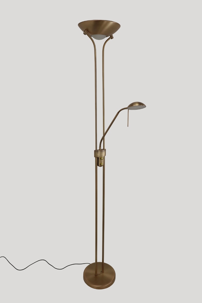 LED vloerlamp uplighter CAMPIONE met leesarm | Brons