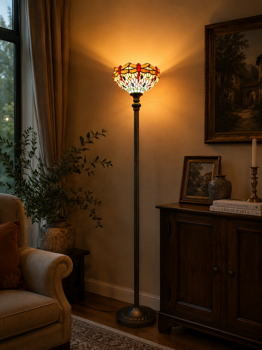 Klassieke vloerlamp TIFFANY | Glas in loods